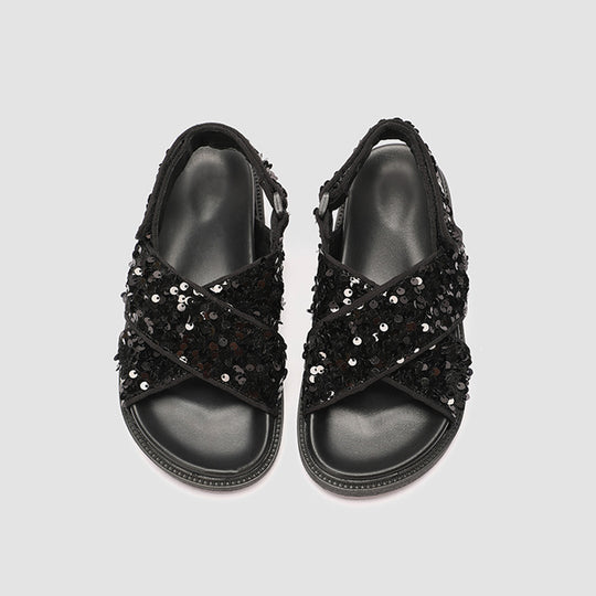 Damen Glitzernde Sandalen mit hochwertigem Riemendesign EB