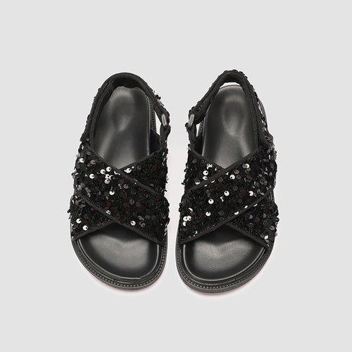 Damen Glitzernde Sandalen mit hochwertigem Riemendesign EB