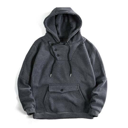 Herren lässiger Kapuzenpullover mit Knopfdetails und praktischen Taschen EB