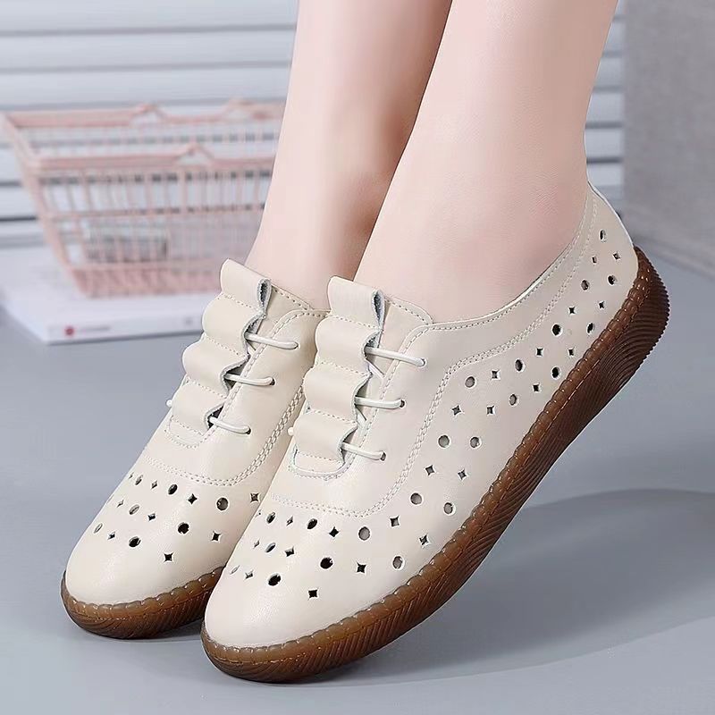 Damen atmungsaktive Sneaker mit modischem Lochdesign und rutschfester Sohle EB