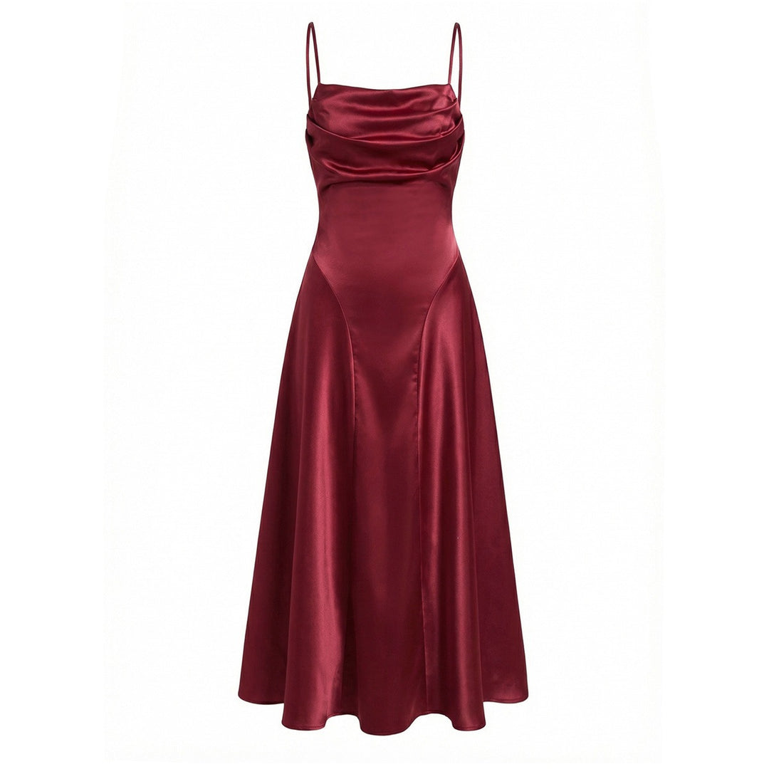Damen Satin Abendkleid mit Drapé-Ausschnitt EB
