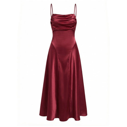 Damen Satin Abendkleid mit Drapé-Ausschnitt EB