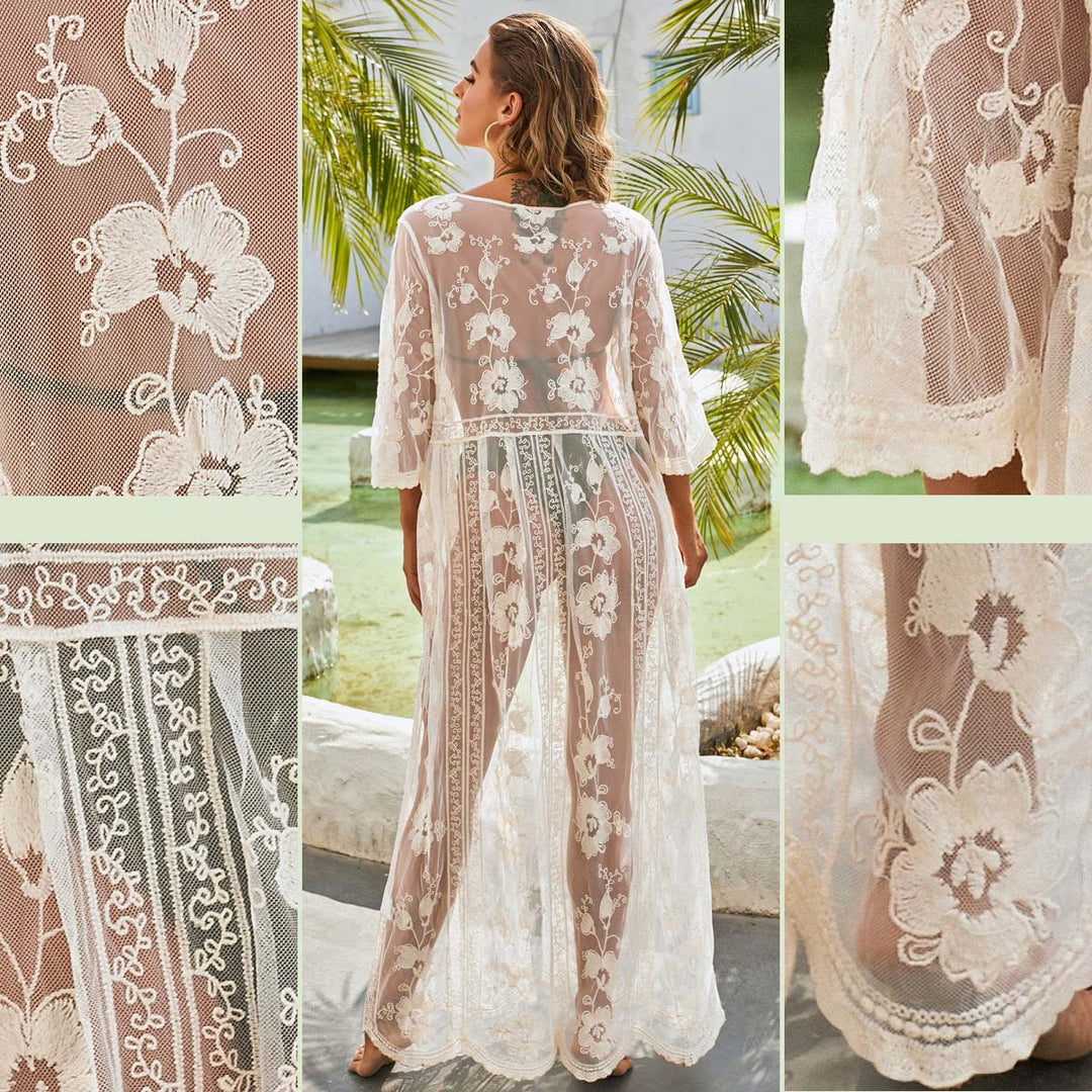 Damen elegante Häkel-Strandtunika EB