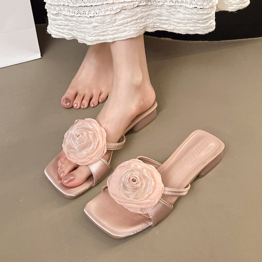 Damen Elegante Sandaletten mit dekorativem Blumen-Akzent EB