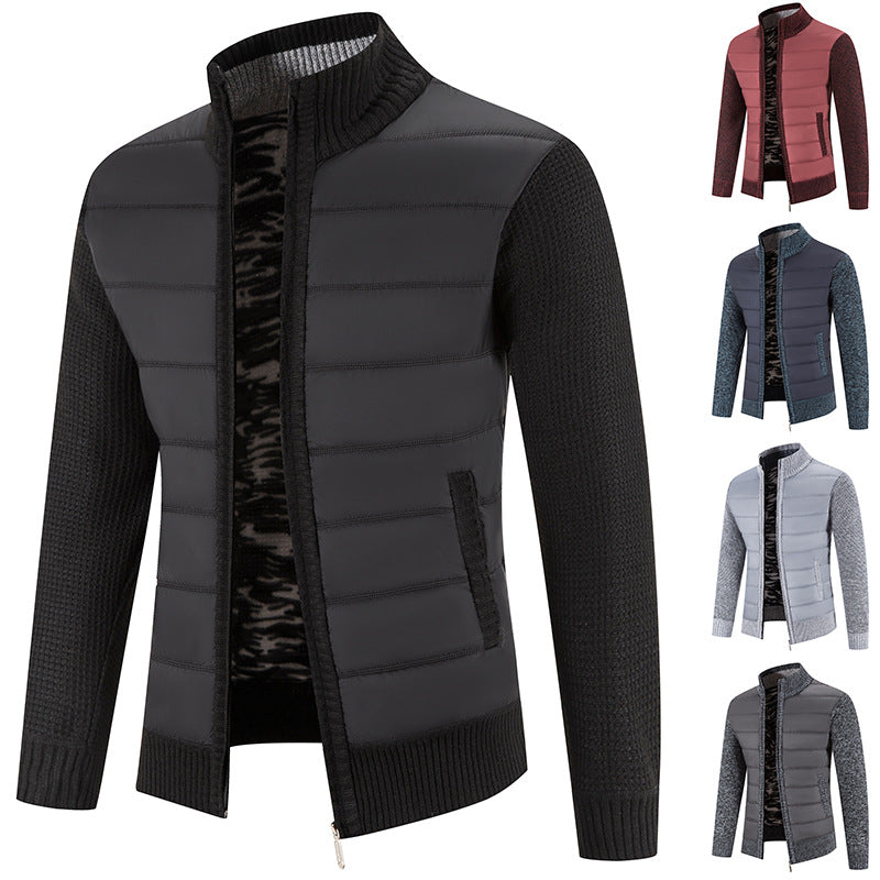 Herren nan Hybrid-Strick-Steppjacke mit wattierter Front, ergonomischen Strickärmeln und hohem Stehkragen EB