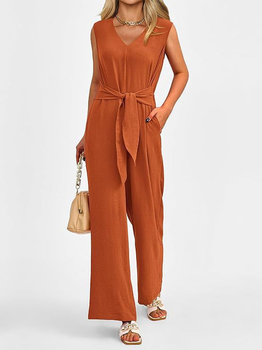 Damen eleganter Jumpsuit mit tailliertem Schnitt und weitem Bein EB