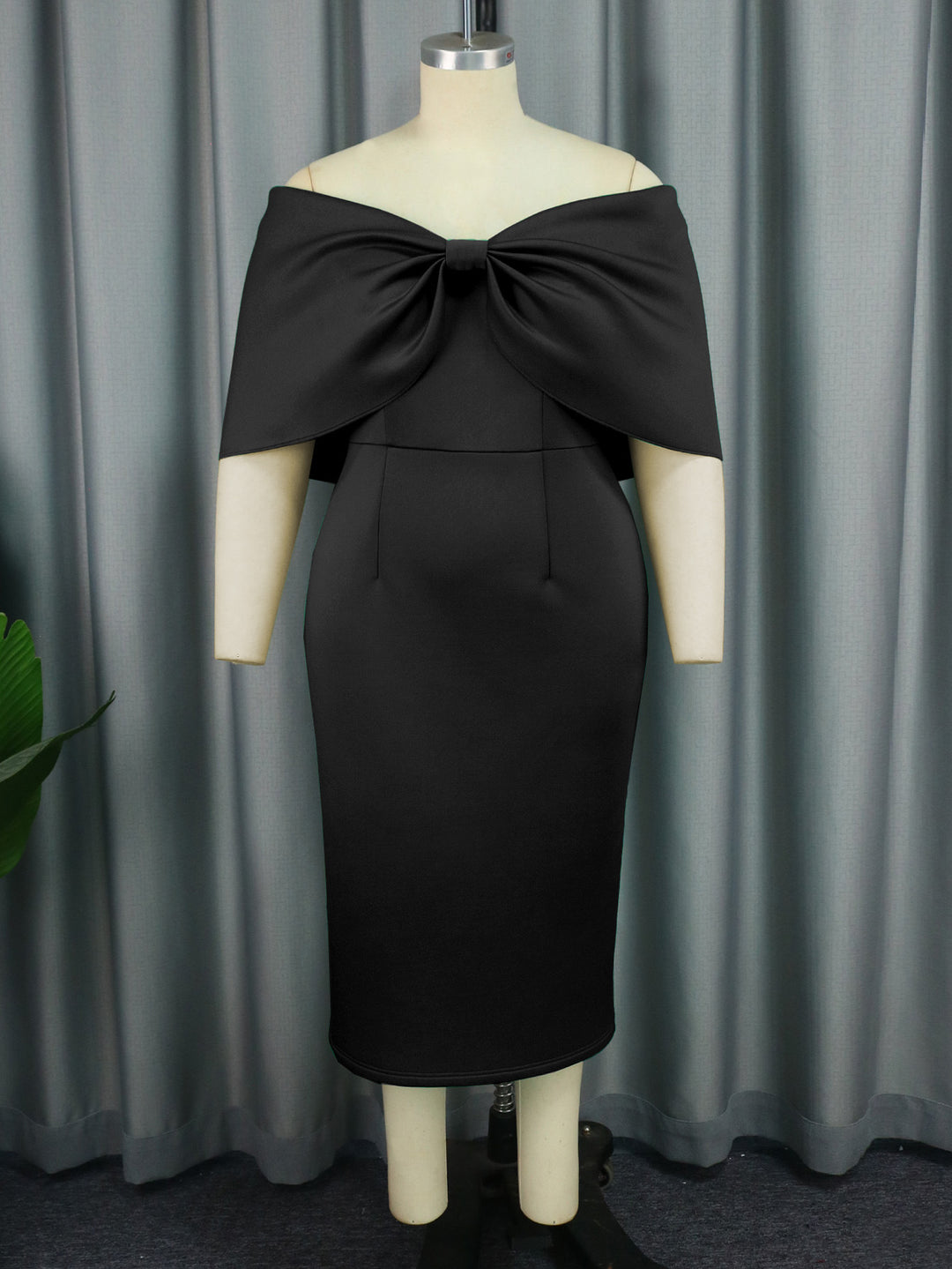 Damen Elegantes Midi-Kleid mit übergroßem Schleifen-Detail EB