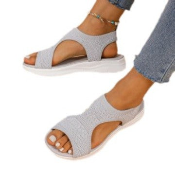 Damen ergonomische Freizeit-Sandalen mit elastischem Obermaterial und gepolstertem Fußbett EB