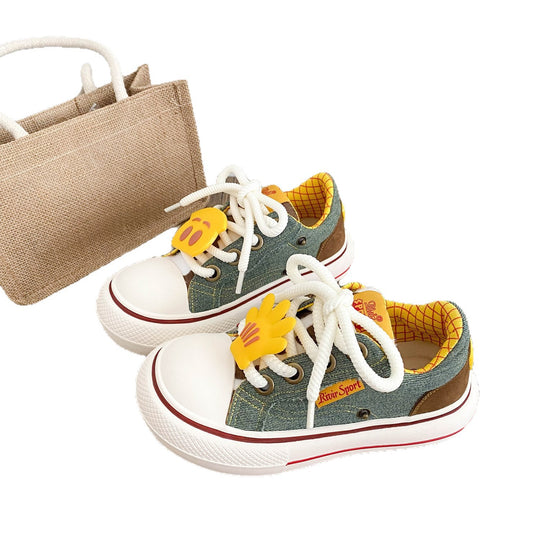 Damen Sportliche Sneaker mit buntem Denim-Obermaterial und praktischen Schnürdetails EB