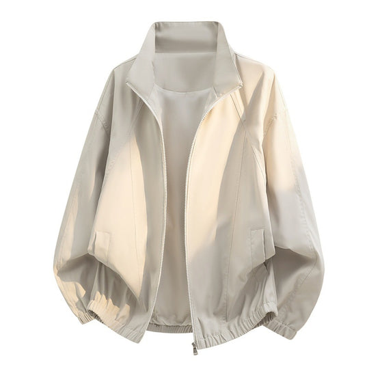 Herren oversized Leichtblouson mit Stehkragen, elastischem Saum und dekorativen Kontrastnähten EB