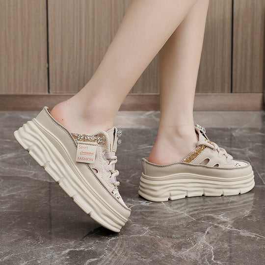 Damen Plateauschlüpfschuhe mit modischem Glitzer-Design EB