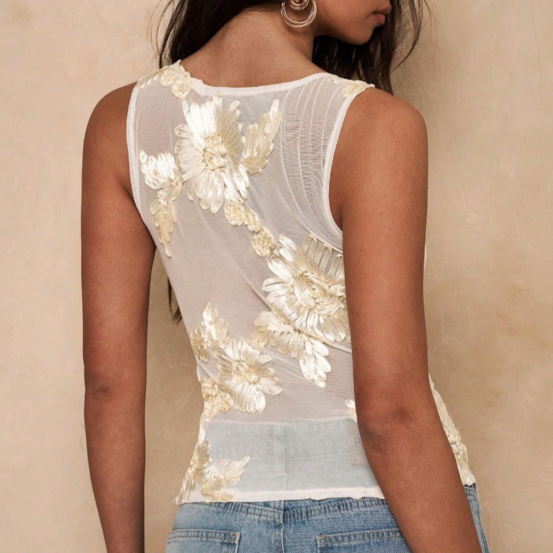 Damen ärmelloses Top mit floralem Design EB