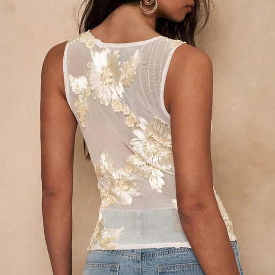 Damen ärmelloses Top mit floralem Design EB