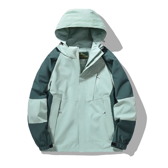 Herren wind- und wasserabweisende Outdoor-Hoodiejacke mit Belüftungsnetz, verstellbarer Kapuze und verdeckter Frontblende EB