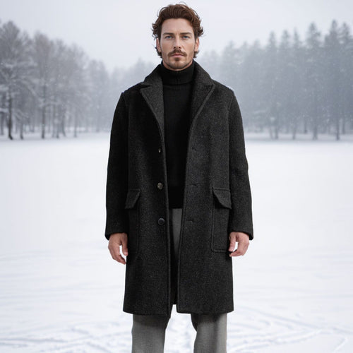 Herren eleganter und wärmer Wintermantel mit doppelter Knopfleiste und praktischen Taschen EB