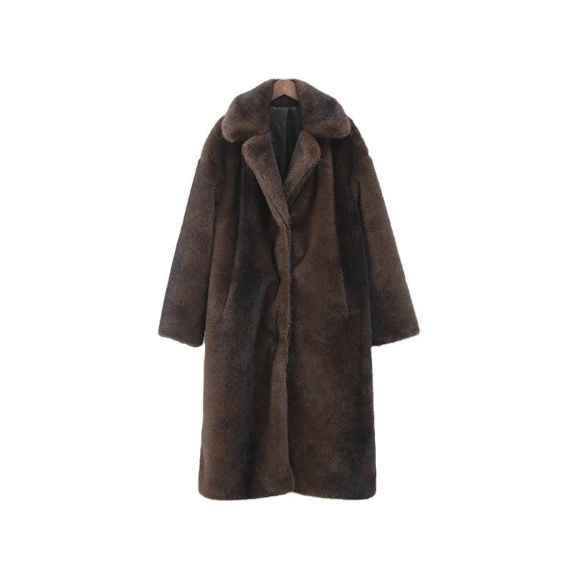Damen Eleganter Kunstpelzmantel mit weichem Innenfutter EB