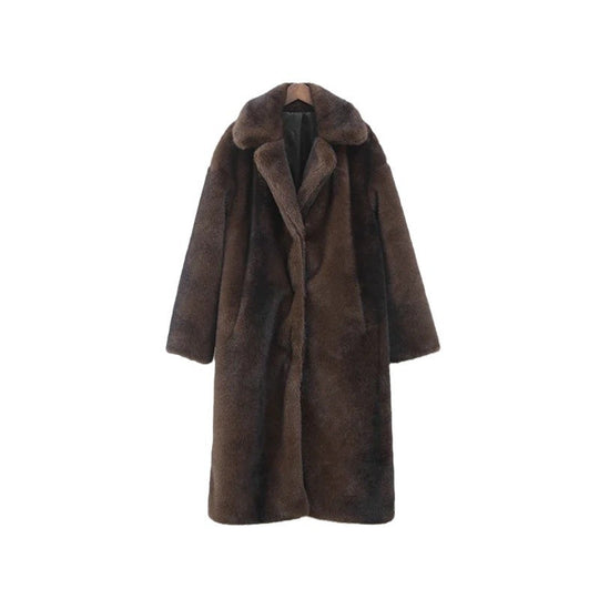 Damen Eleganter Kunstpelzmantel mit weichem Innenfutter EB