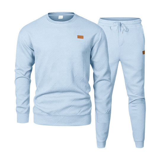 Herren Feinstrukturiertes Lounge-Set mit Rundhals-Pullover & schmaler Jogginghose EB
