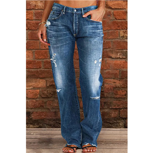 Damen lockere Jeans im Used-Look EB