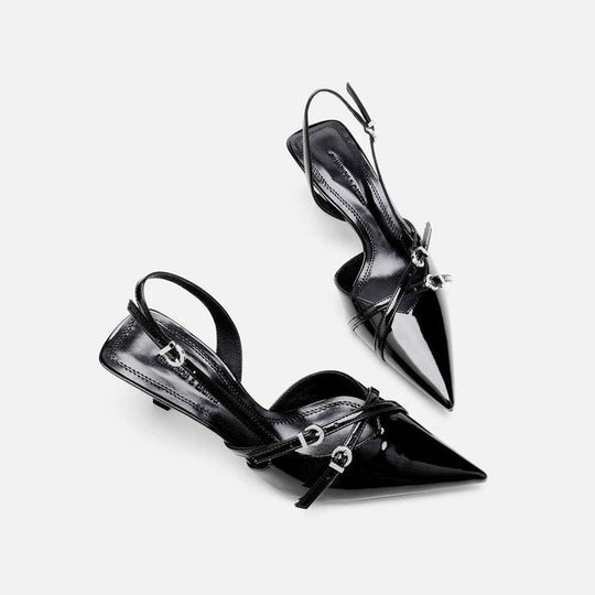 Damen elegante Slingback-Pumps mit modischen Schnallen EB