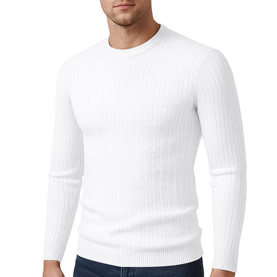 Herren modischer Strickpullover mit feinem Zopfmuster EB