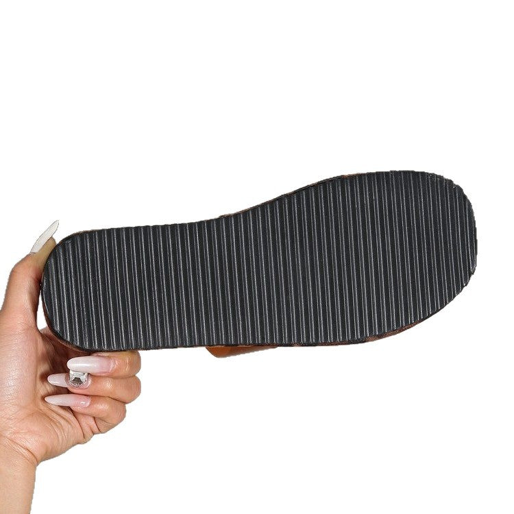 Damen Plateau-Sandalen mit Leopardenmuster und modernem Riemendesign EB