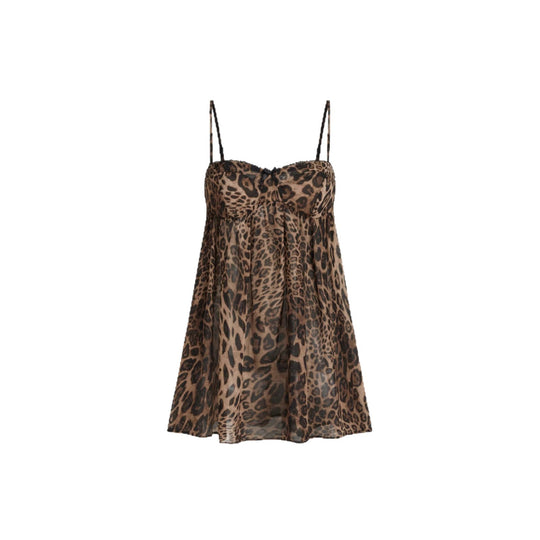 Damen Verspielt transparentes Spaghettiträgershirt mit Leopardenmuster EB