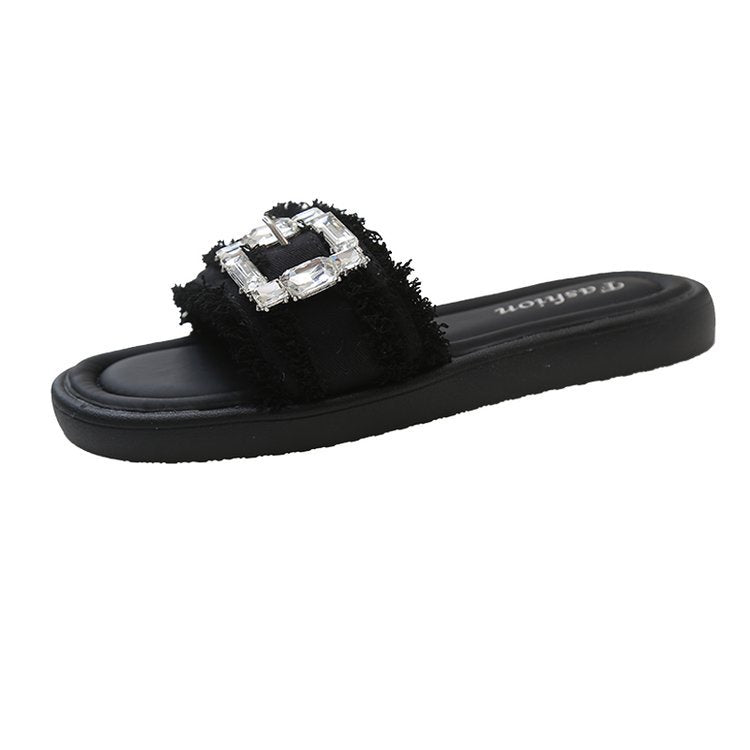 Damen elegante Mules mit glamourösem Strassakzent EB