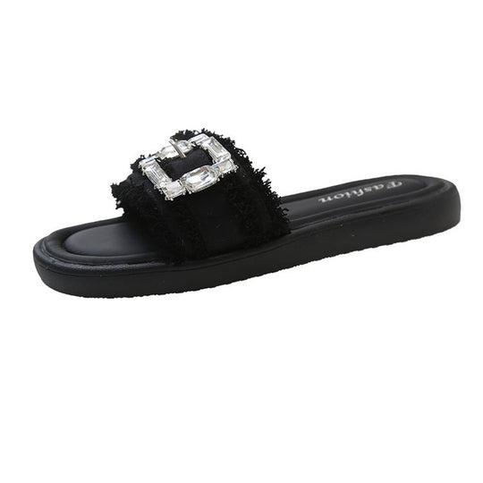 Damen elegante Mules mit glamourösem Strassakzent EB