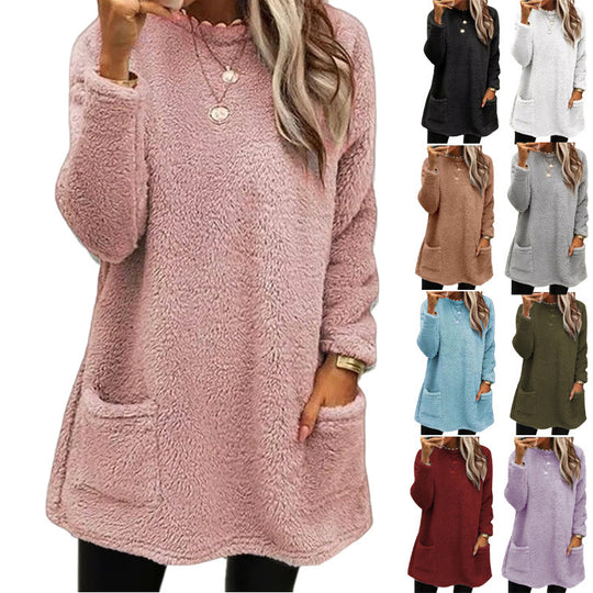 Damen kuscheliger Oversized-Pullover mit Taschen EB