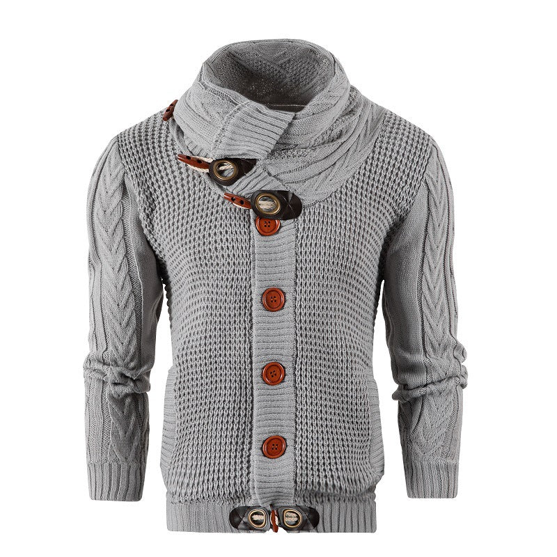 Herren Grobstrick Strickjacke mit umschlagbarem Halsausschnitt EB