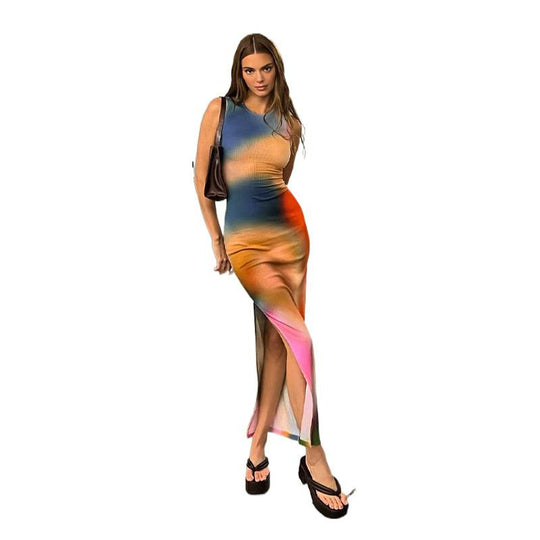 Damen Maxikleid im modernen Farbverlauf mit figurbetonter Passform EB