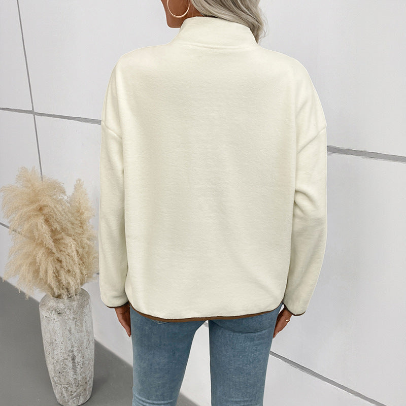 Damen Kuschelige Fleecejacke mit Kontrastelementen EB