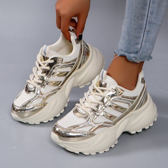 Damen Sportliche Chunky Sneakers mit atmungsaktiver Mesh-Oberfläche EB