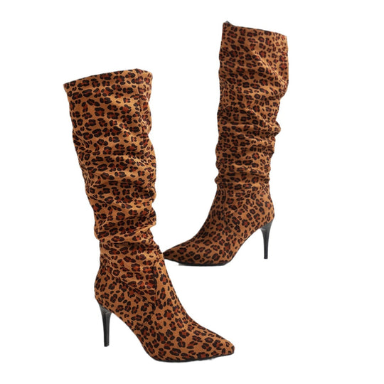 Damen Schicke Overknee-Stiefel mit raffiniertem Falten-Design EB