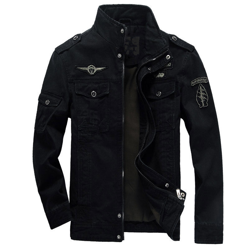 Herren Canvas-Fieldjacke im Military-Utility-Stil mit Schulterklappen und Multifachtaschen EB