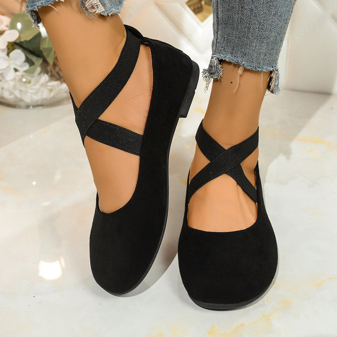 Damen elegante Ballerinas mit elastischem Riemendesign EB