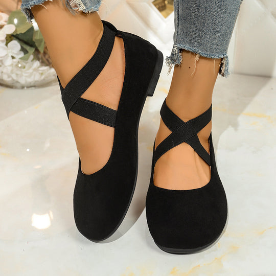 Damen elegante Ballerinas mit elastischem Riemendesign EB
