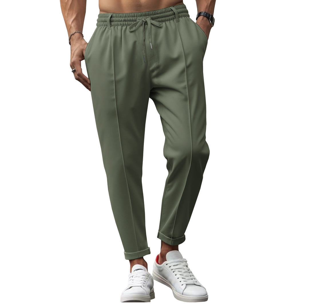 Herren nan lässige Chino-Jogginghose mit elastischem Bund und Bügelfalte EB