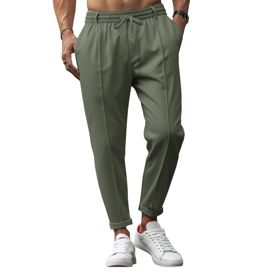 Herren nan lässige Chino-Jogginghose mit elastischem Bund und Bügelfalte EB