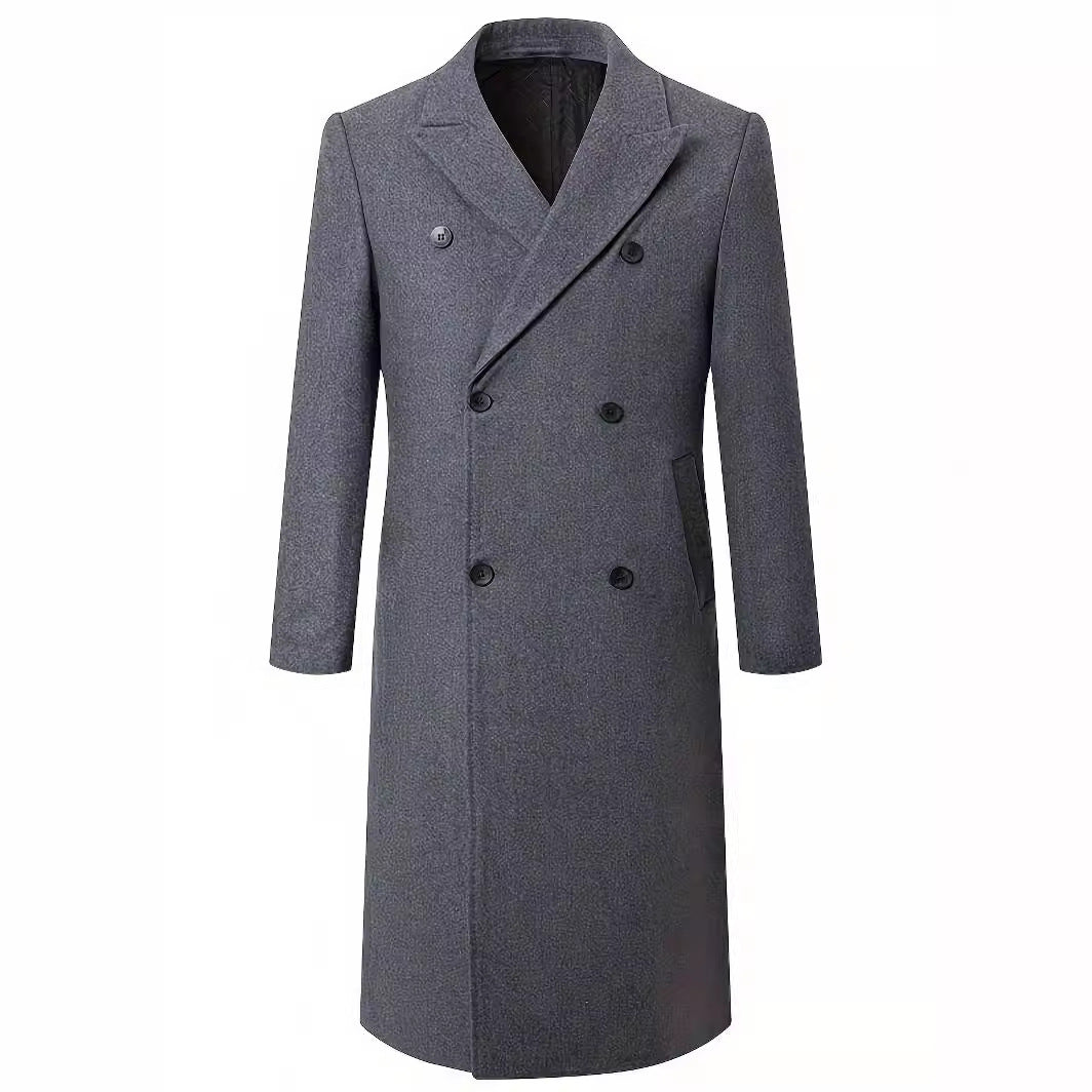 Herren eleganter Doppelt verschlussschnitt Mantel mit traditionellen Kragen EB
