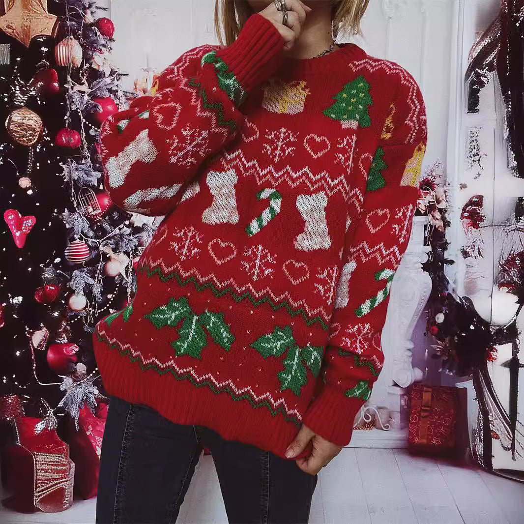 Damen Weihnachts-Pullover mit festlichem Weihnachtsdesign EB