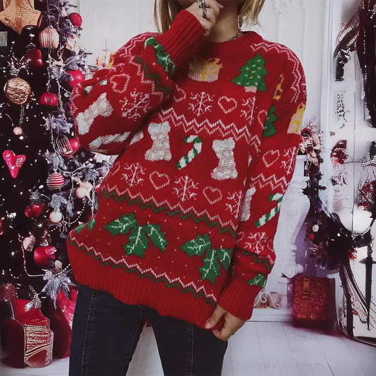 Damen Weihnachts-Pullover mit festlichem Weihnachtsdesign EB