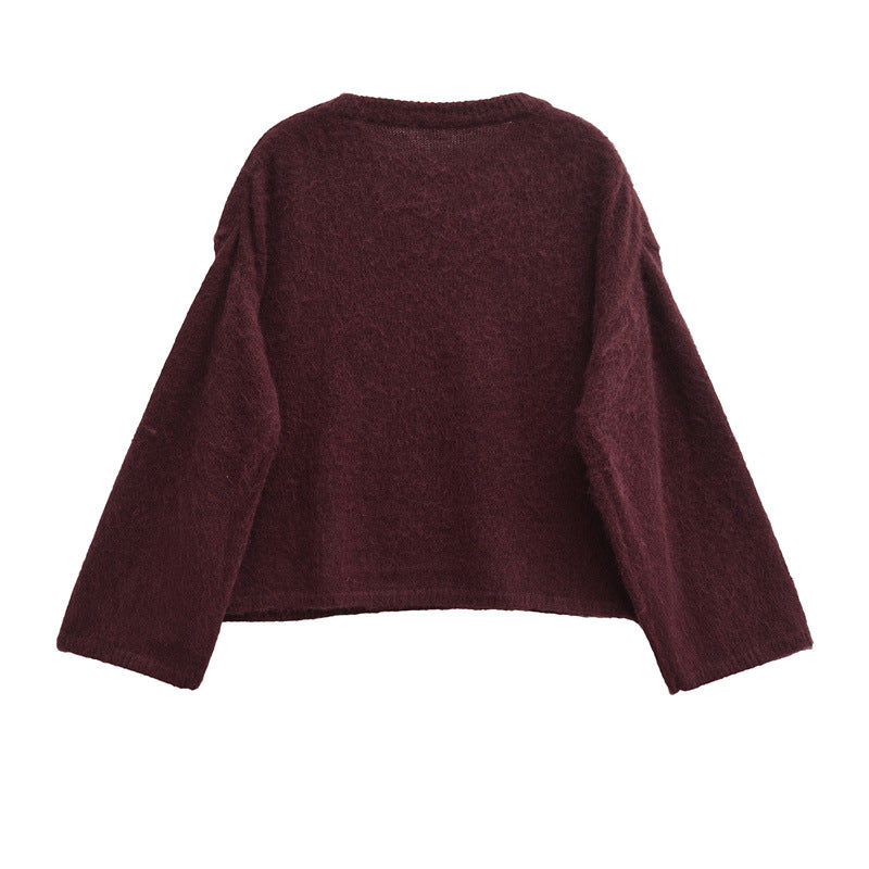 Damen Grobstrickpullover mit lässigem Schnitt und weitem Rundhalsausschnitt EB