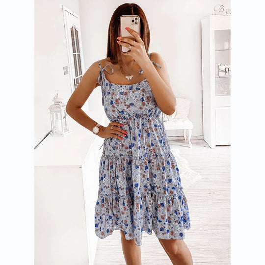 Damen Wonderland Kleid mit verspieltem Blumendruck und lässiger Passform EB