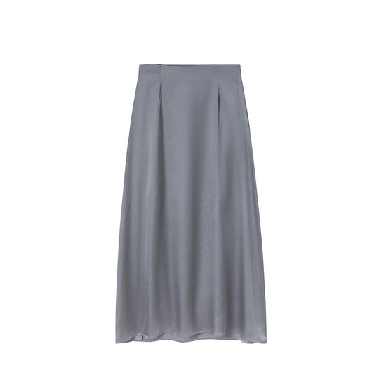 Damen Bodenlanger Satin Maxi-Rock EB