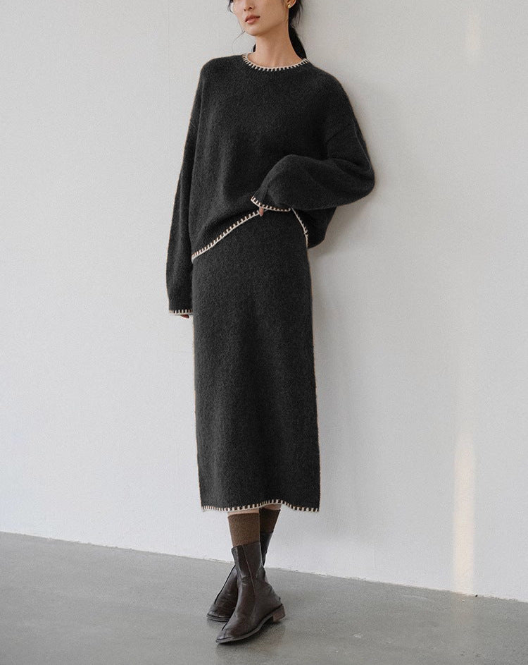 Damen weiches Strickoutfit mit feinen Details und lässigem Schnitt EB
