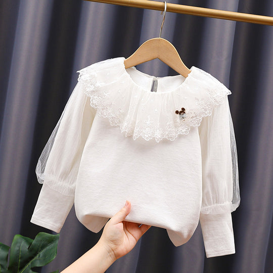 Mädchen Bluse mit voluminösem Tüllkragen EB