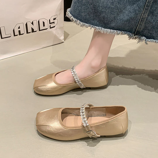 Damen Ballerinas mit funkelndem Riemen EB