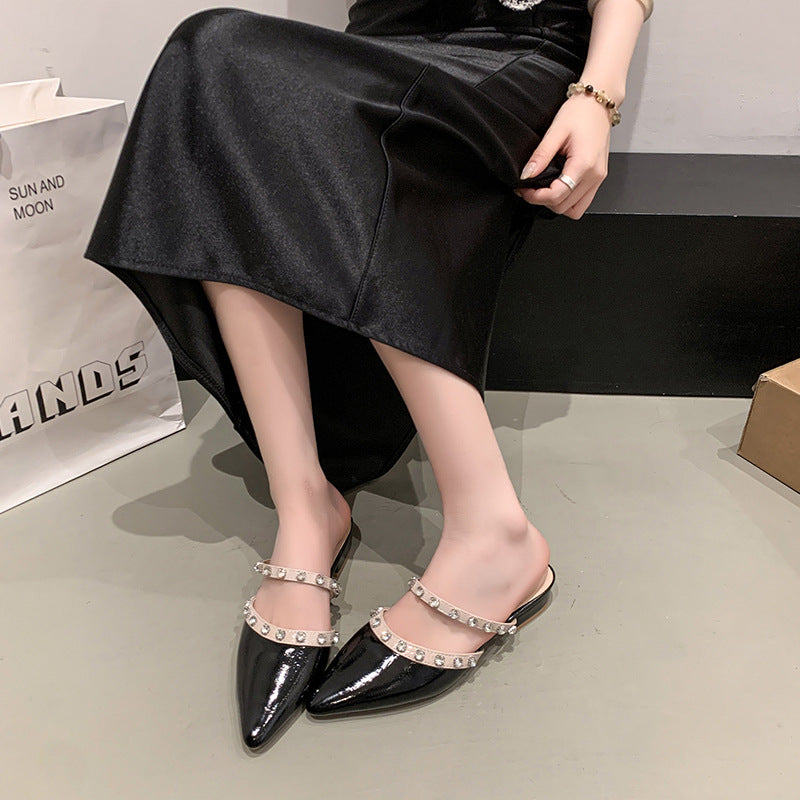 Damen Elegante Mules mit glitzernden Schmuckdetails EB